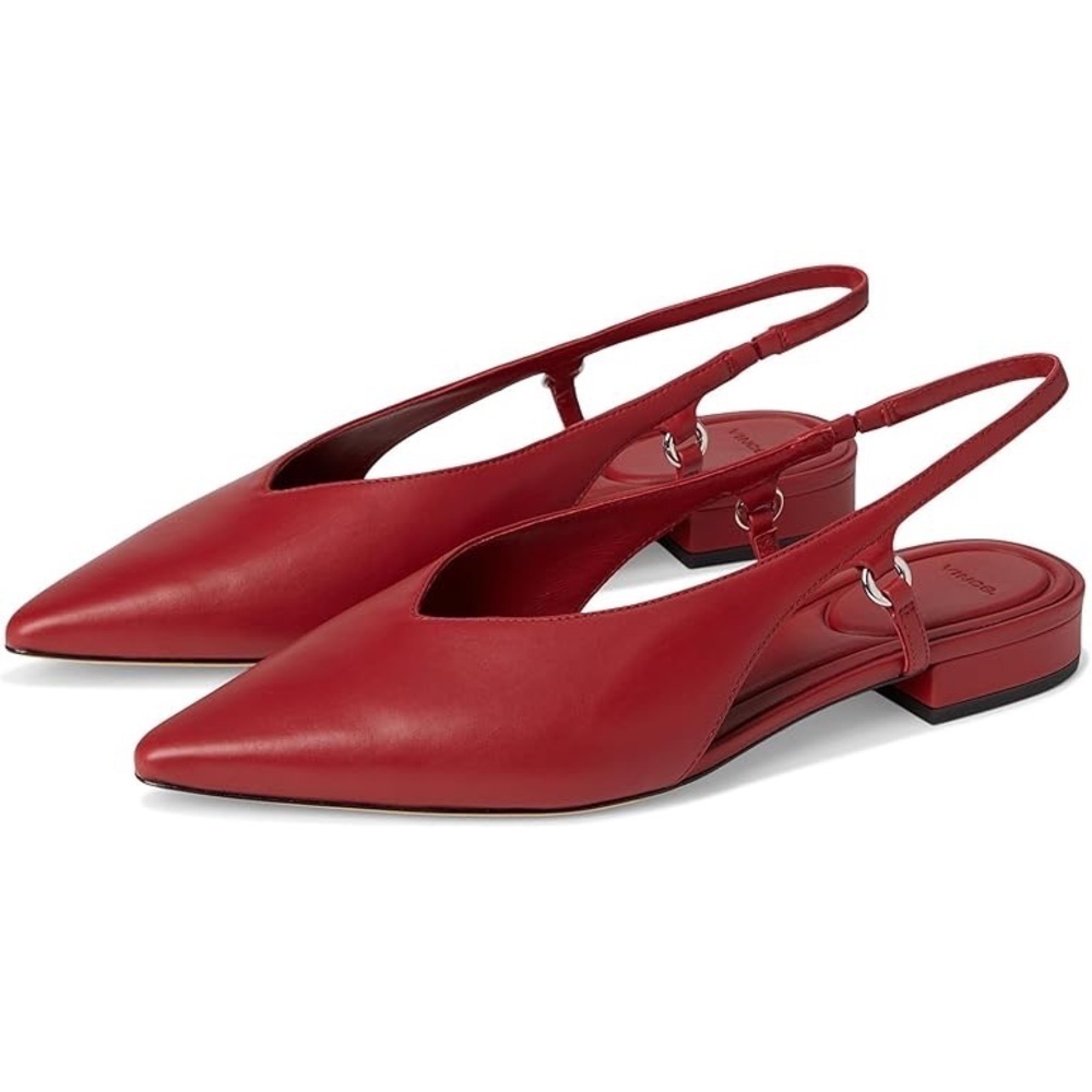 Vince Ines Flats Red Leather Slingback Pointed Toe | Women’s Size 6 | NWOB